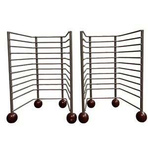 2 Vtg Silver Metal 24 CD Storage Stand Holder Retro Video Games Atlantic ps1 p